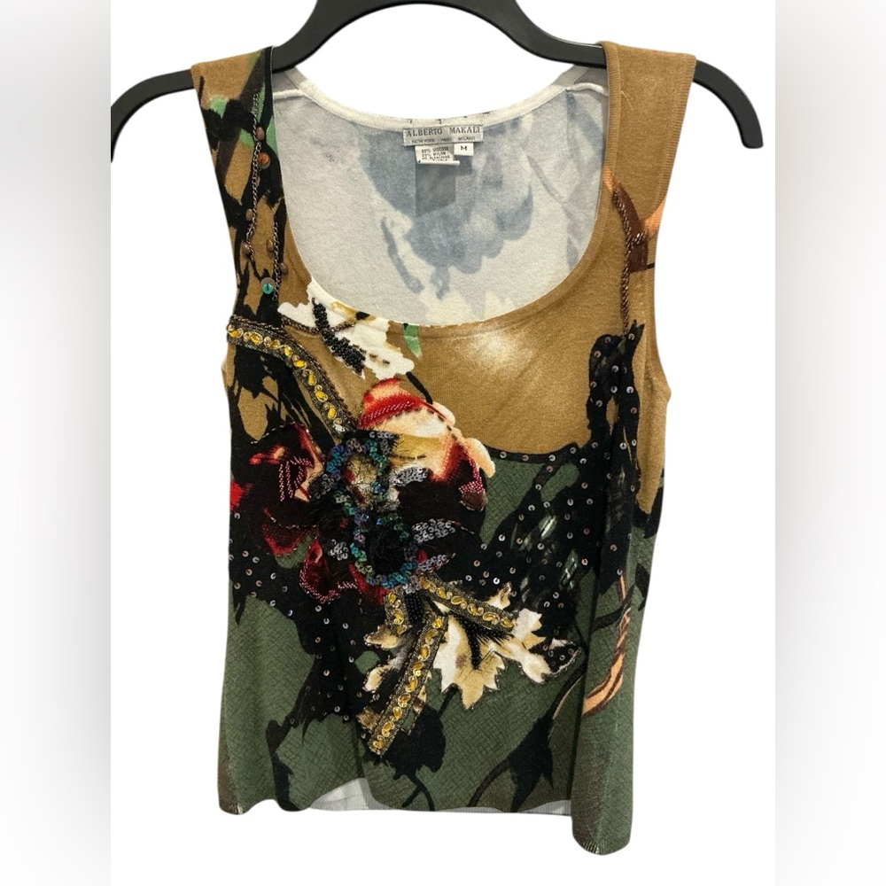 Alberto Makali Art-to wear floral beaded sequin sweater set - Picture 3 of 9